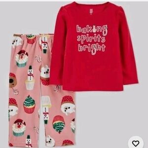 Carter’s 2T Girls 2 Piece Fleece Baking Spirits Bright Christmas Pajama Set
